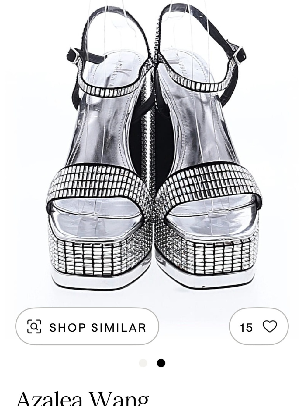 Azalea Wang Silver Rhinestone Platform Sandals with Ankle Strap